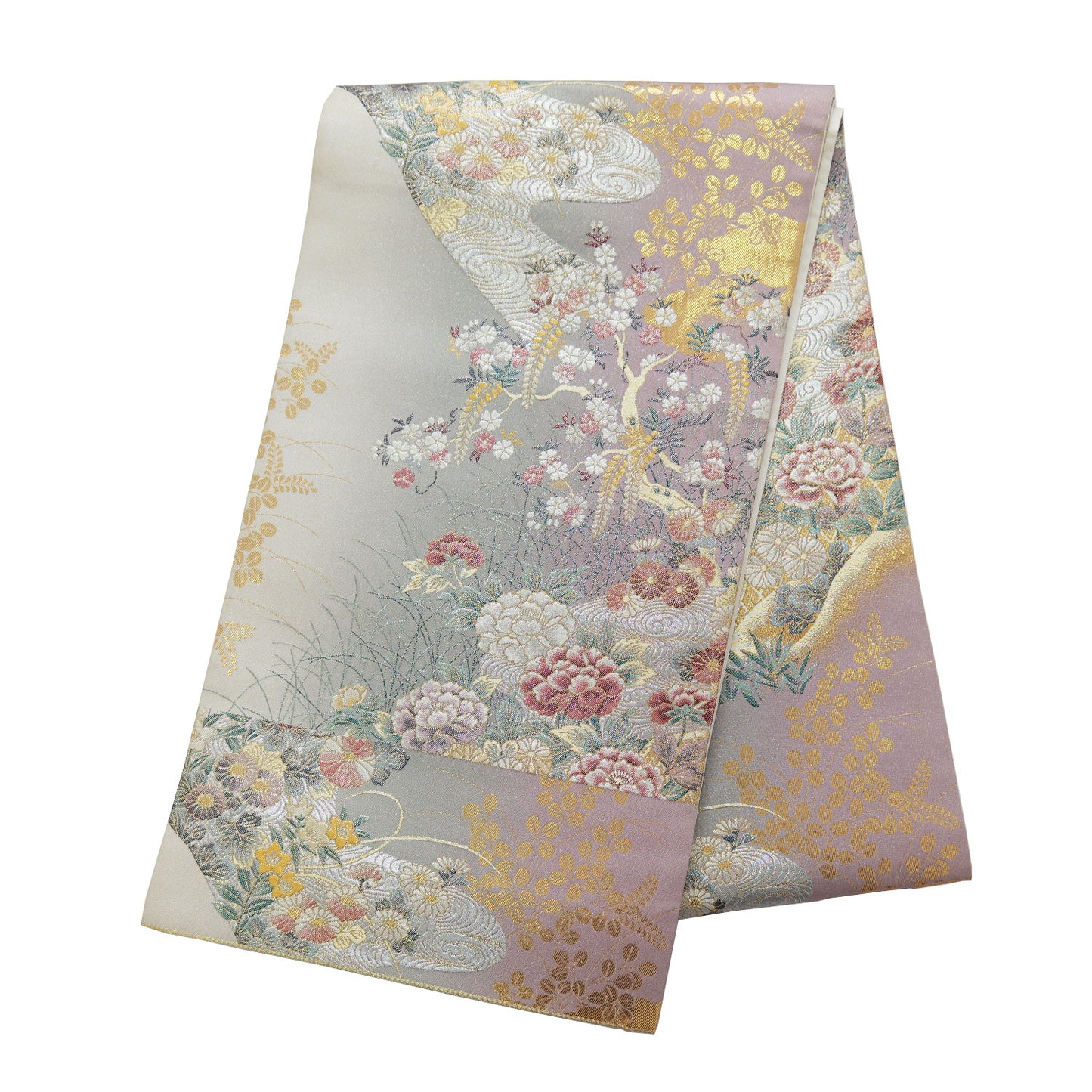 A six-panel obi sash with beautiful subtle gradation|淡いグラデーションが美しい六通袋帯
