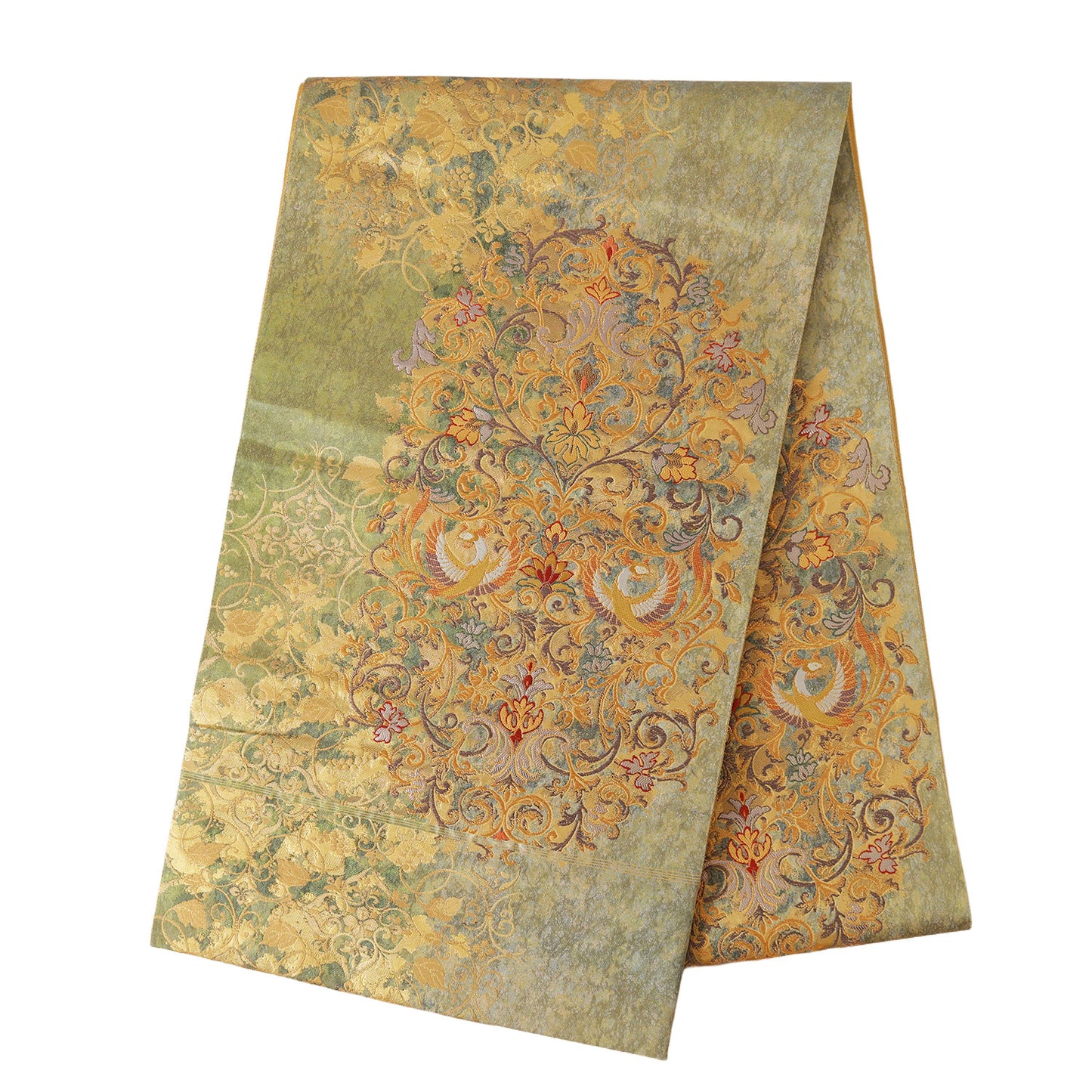 A gorgeous six-way obi with a phoenix pattern woven with gold and silver threads|金糸と銀糸で鳳凰を織り込んだ豪華な柄の六通袋帯