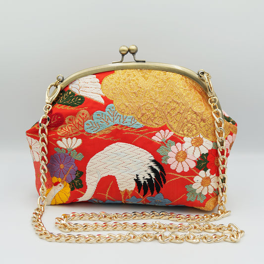 Kimono Shoulder bag with clasp Made by KATUMI|着物がま口ショルダーバッグ Made by KATUMI