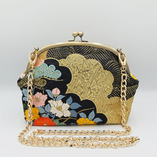 Kimono Shoulder bag with clasp Made by KATUMI|着物がま口ショルダーバッグ Made by KATUMI