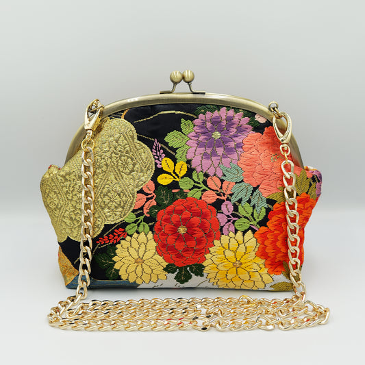 Kimono Shoulder bag with clasp Made by KATUMI|着物がま口ショルダーバッグ Made by KATUMI