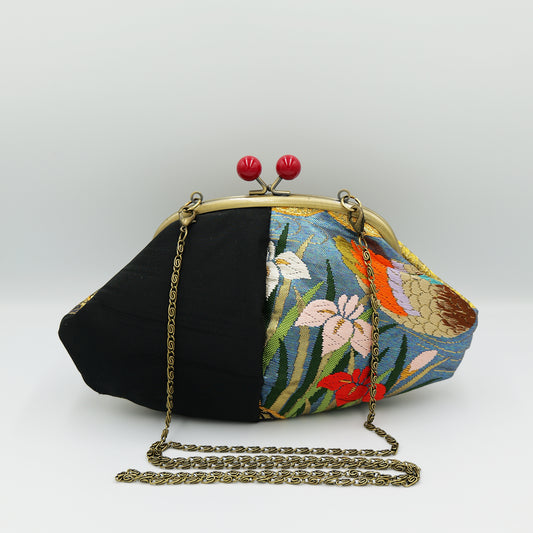 Kimono Shoulder bag with clasp Made by KATUMI|着物がま口ショルダーバッグ Made by KATUMI