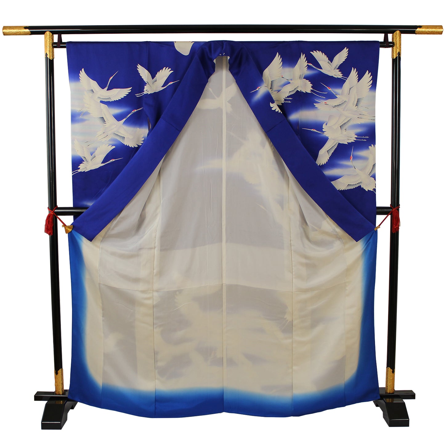 Kimono Blue Clane Furisode(振袖) Japanese Traditional Clothing Japan