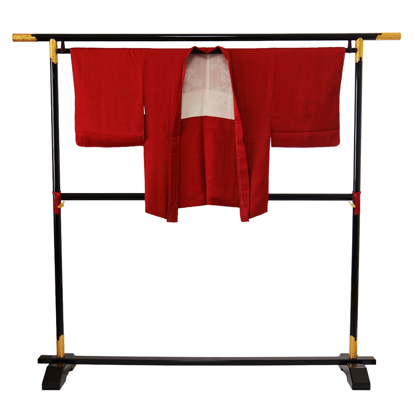 A calm vermilion women's haori coat with a single crest｜落ち着いた朱色の一つ紋入り女物羽織
