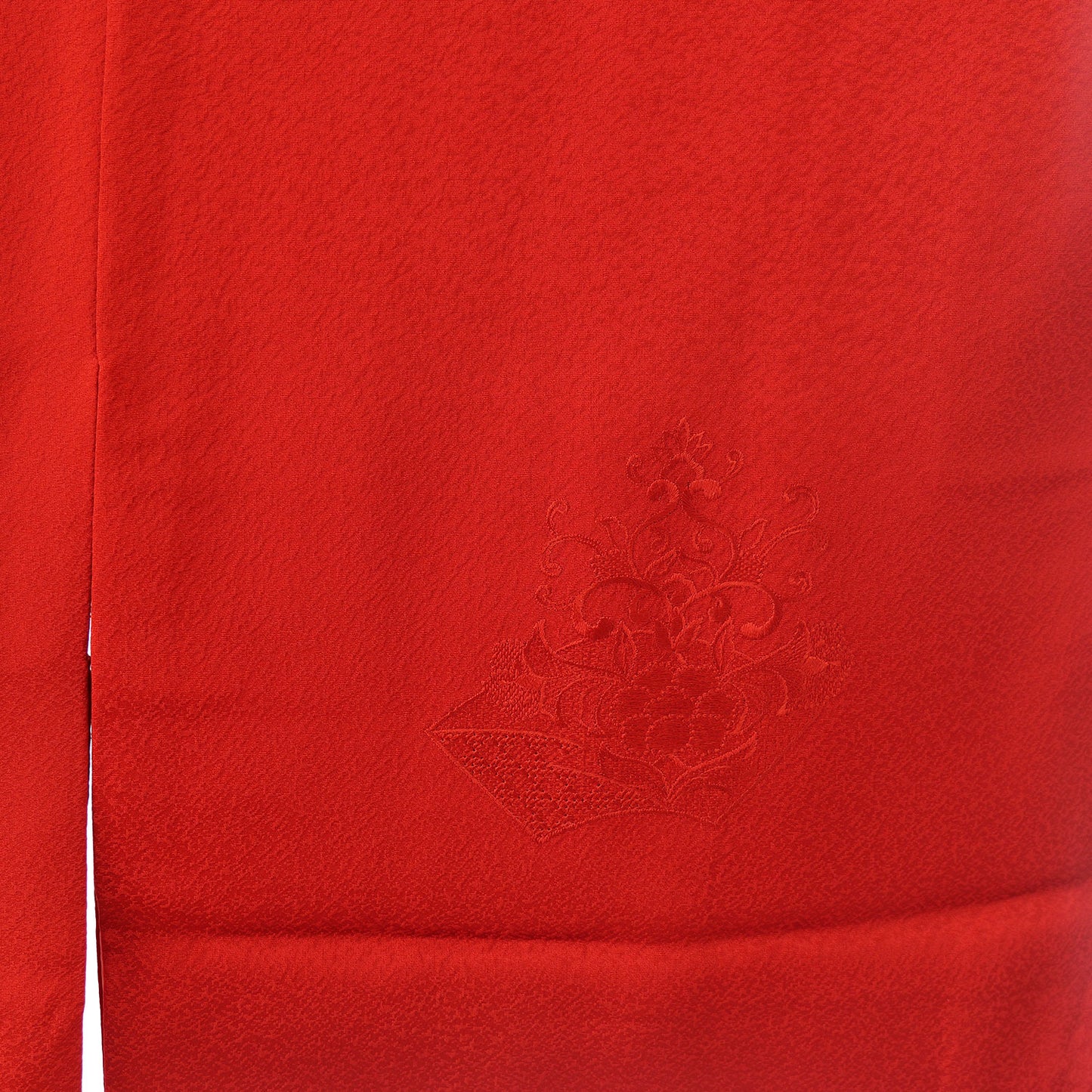 A calm vermilion women's haori coat with a single crest｜落ち着いた朱色の一つ紋入り女物羽織