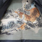 A men's haori jacket made of indigo Oshima with a striking hand-painted tiger pattern｜手書き虎柄が迫力のある藍大島の男物羽織