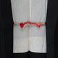 A women's habutae haori coat with a striking red flower pattern on a black background｜黒地に赤花が印象的な女物の羽二重羽織