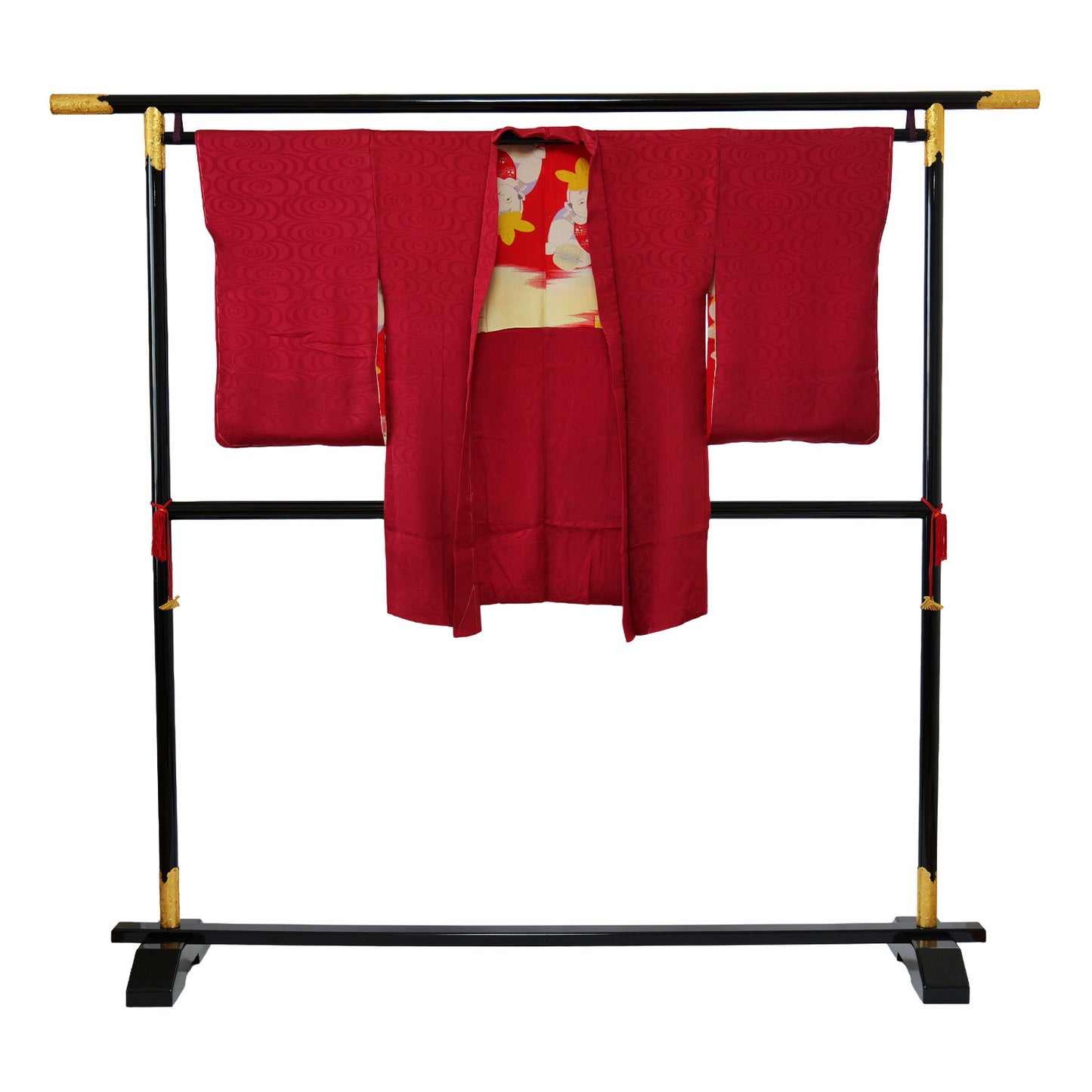 A red women's haori with a child painted on it｜童子が描かれた赤色の女物羽織