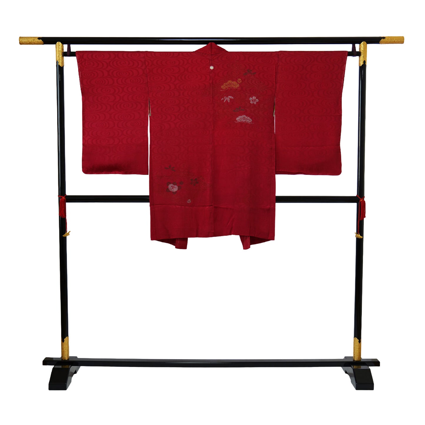 A red women's haori with a child painted on it｜童子が描かれた赤色の女物羽織