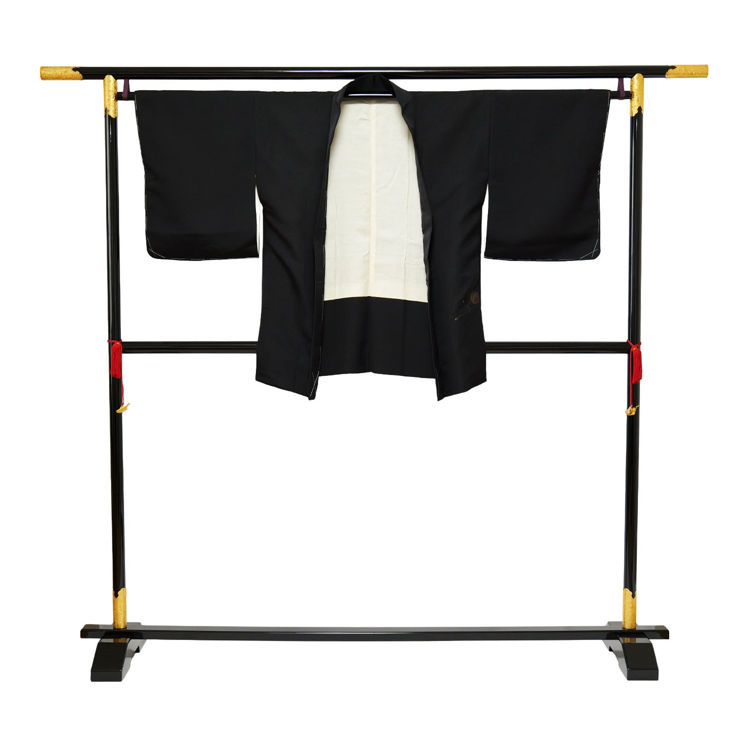 Black haori with a woven temari pattern｜手毬の織込み模様の黒羽織